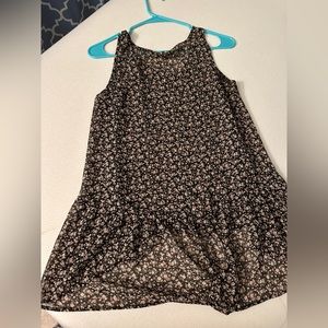 Sheer black floral top flowy long style